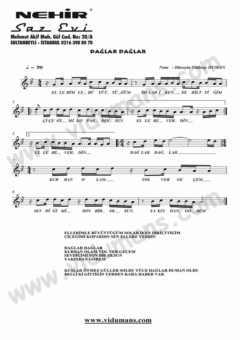 Daglar Daglar-Keman-Notalari