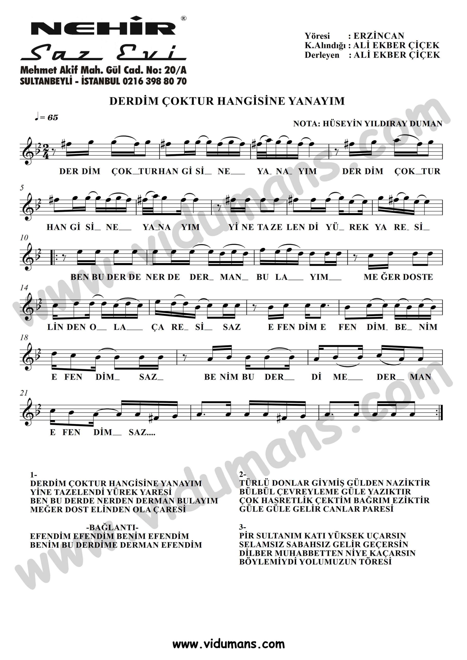 dior beymen Bağlama-Saz Türkü Notaları ...