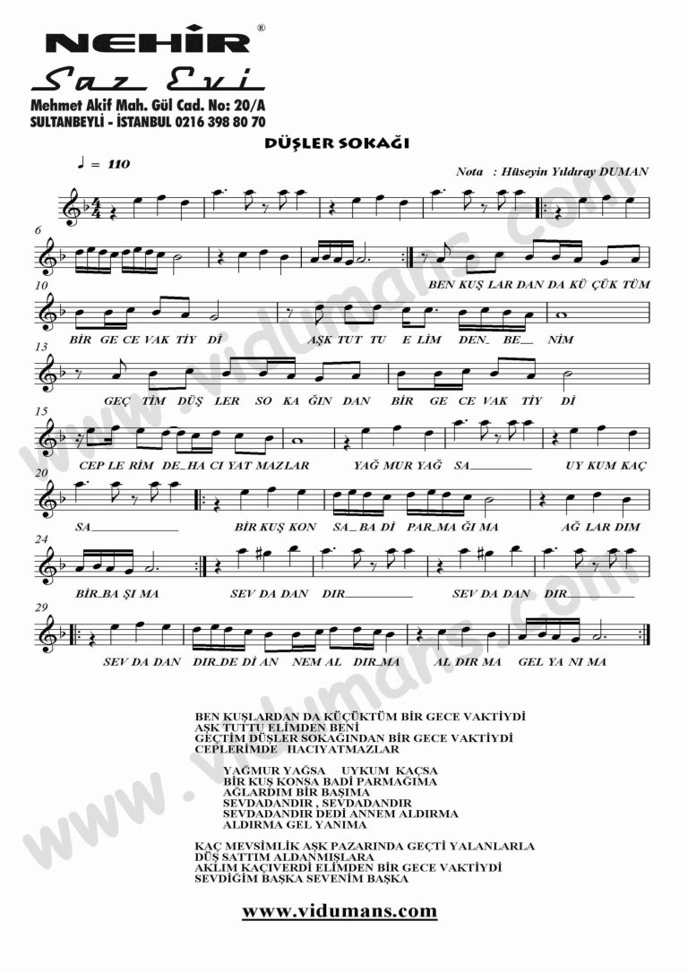 Dusler Sokagi-Keman-Notalari