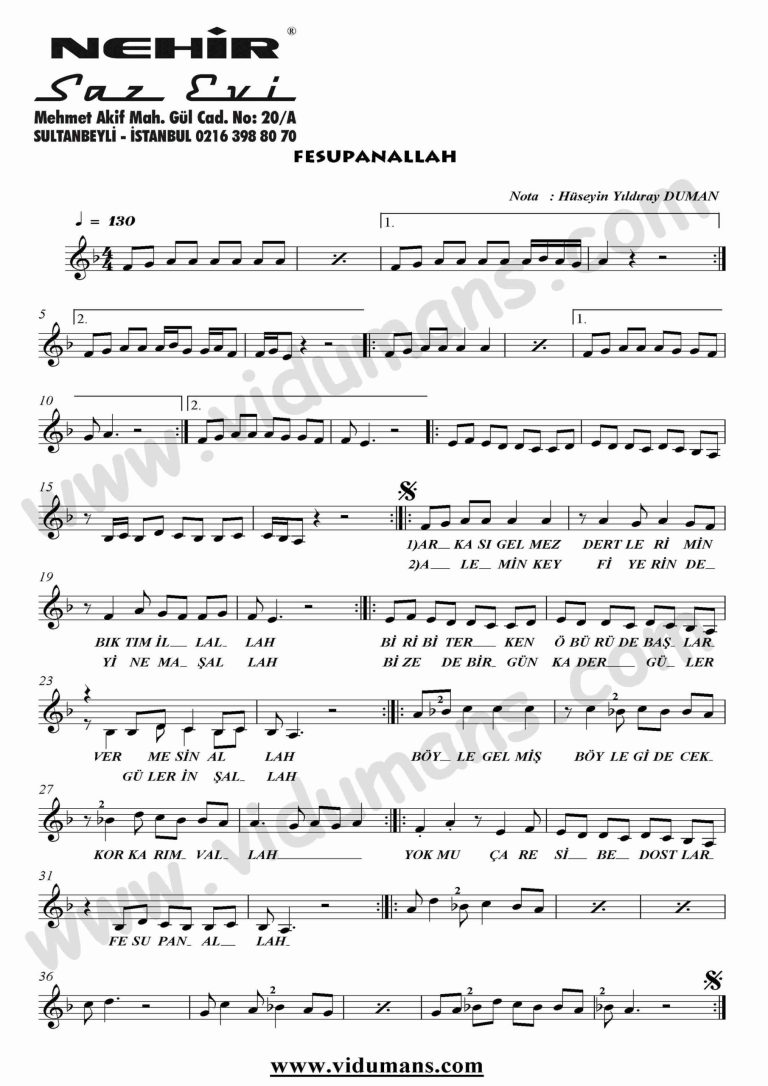 FesupanAllah-Keman-Notalari