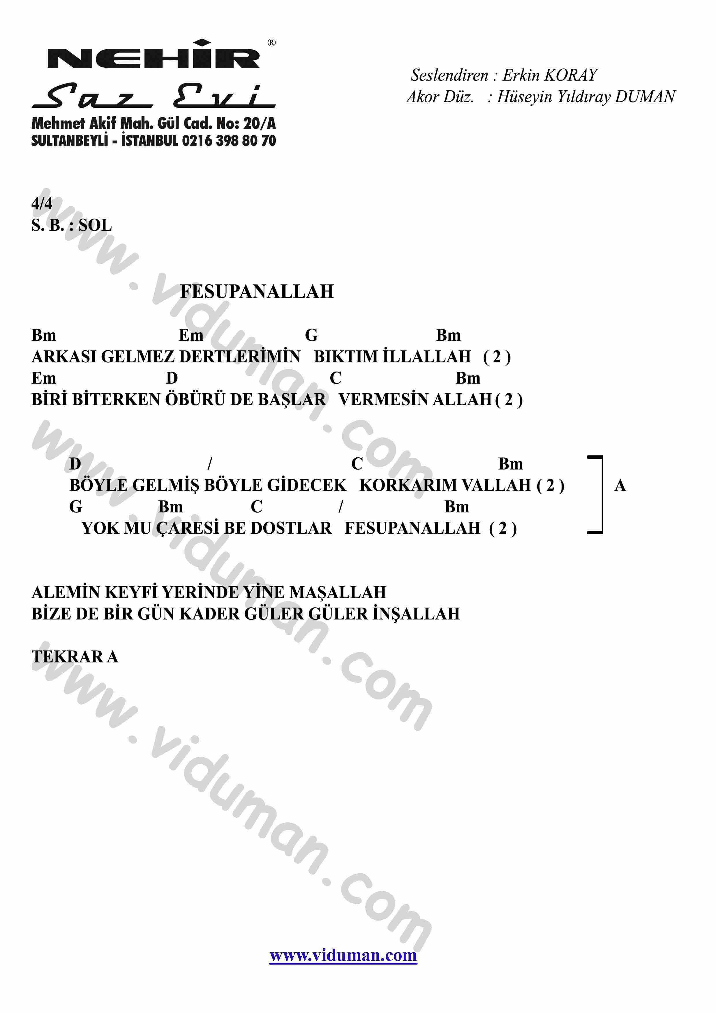 Fesupanallah-Gitar-Ritim-Akorlari