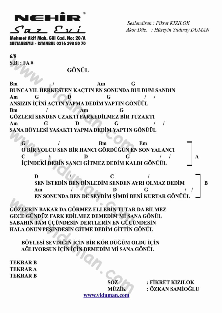 Gonul (F.Kizilok)-Gitar-Ritim-Akorlari