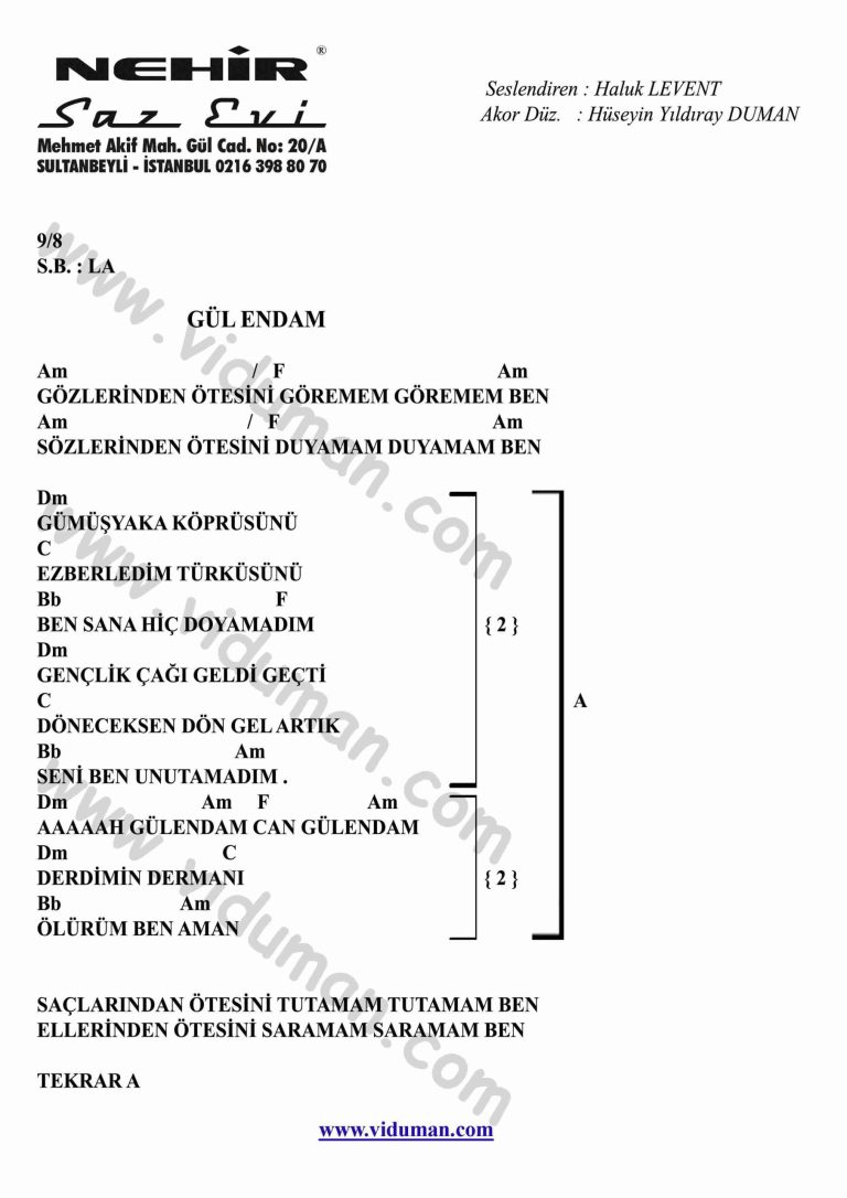 Gul Endam-Gitar-Ritim-Akorlari