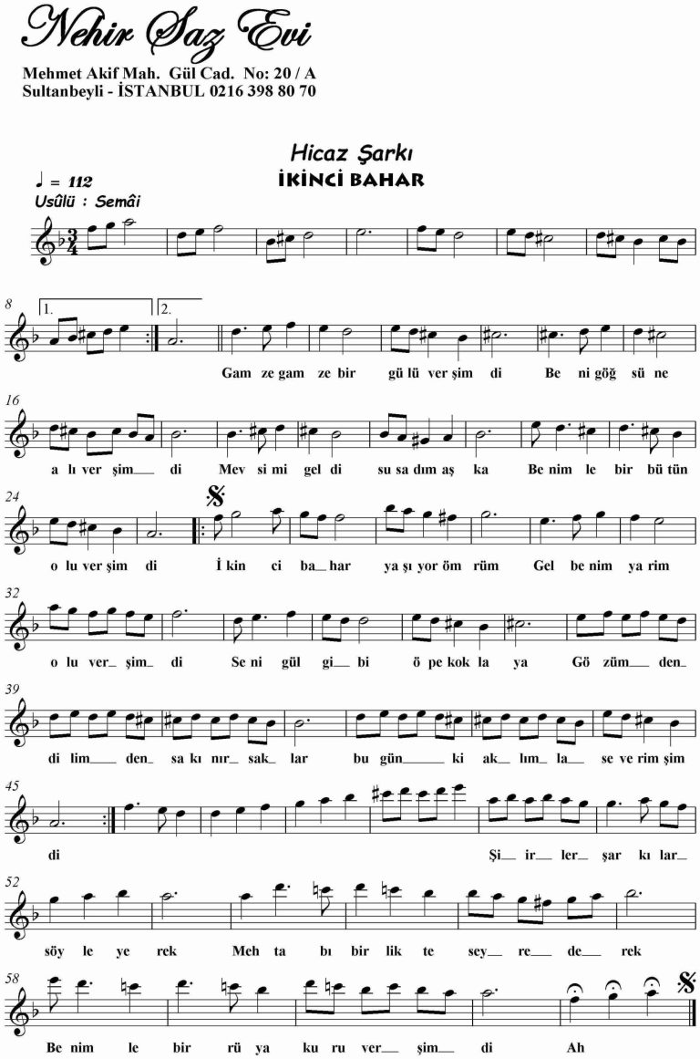 Ikinci Bahar-Keman-Notalari