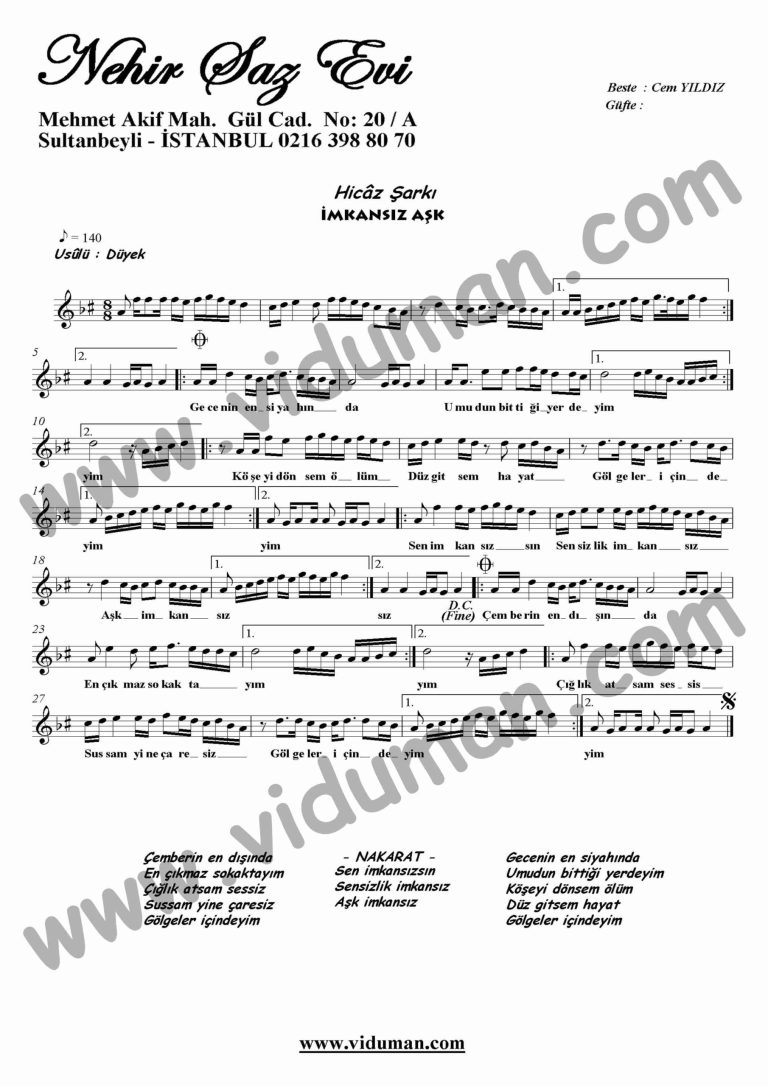 Imkansiz Ask-Keman-Notalari