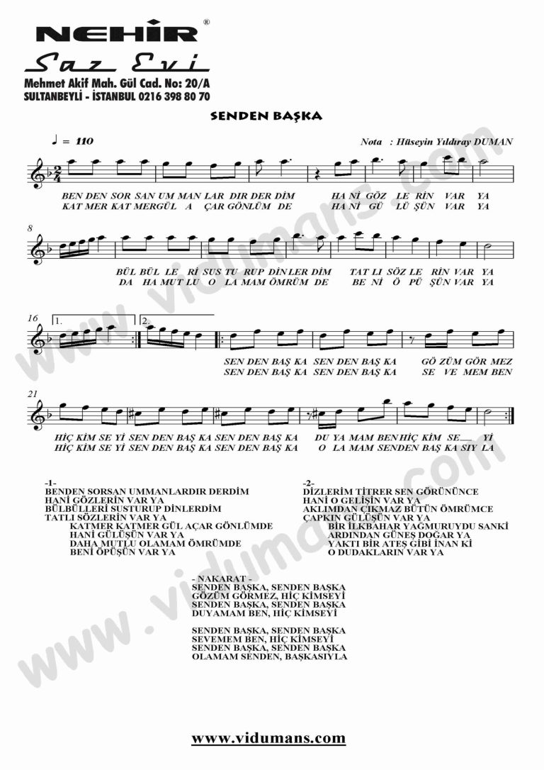 Senden Baska-Keman-Notalari