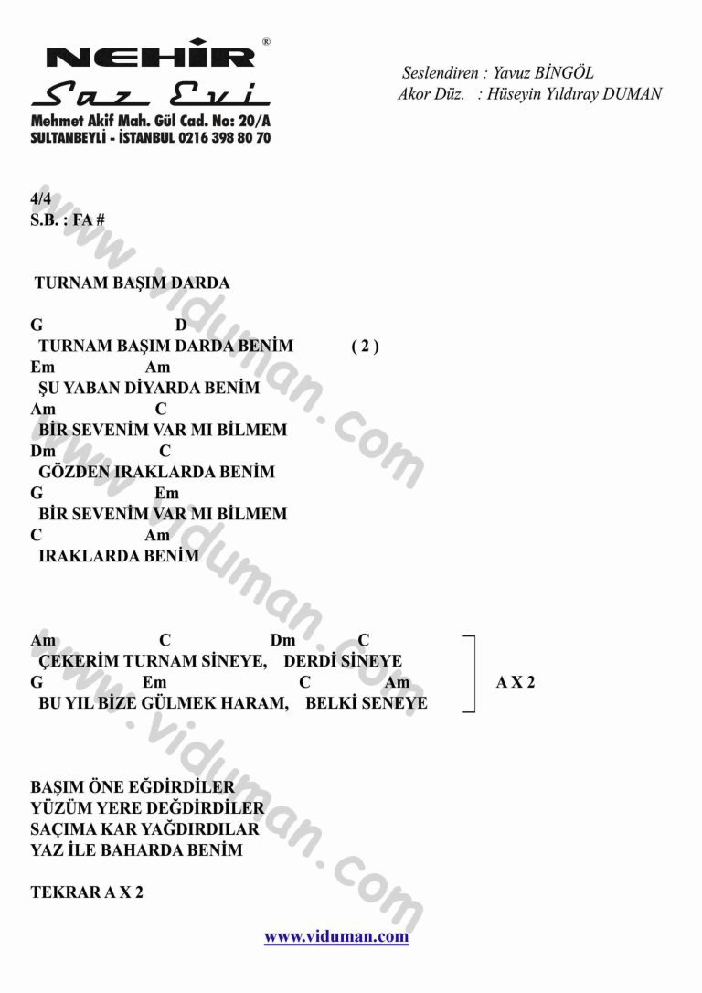 Turnam Basim Darda-Gitar-Ritim-Akorlari
