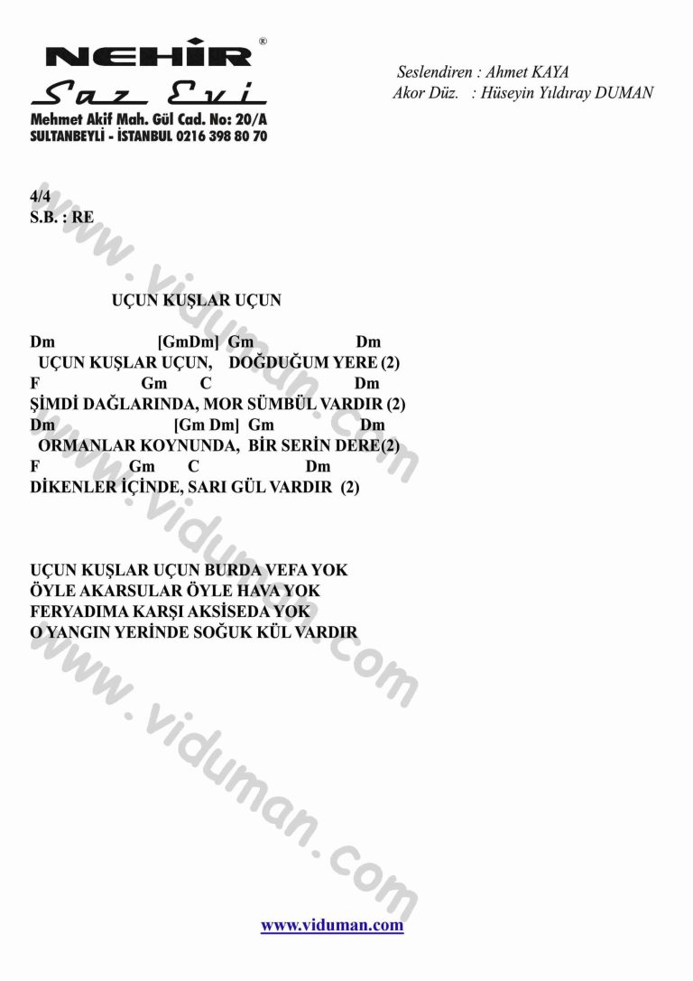 Ucun Kuslar-Gitar-Ritim-Akorlari