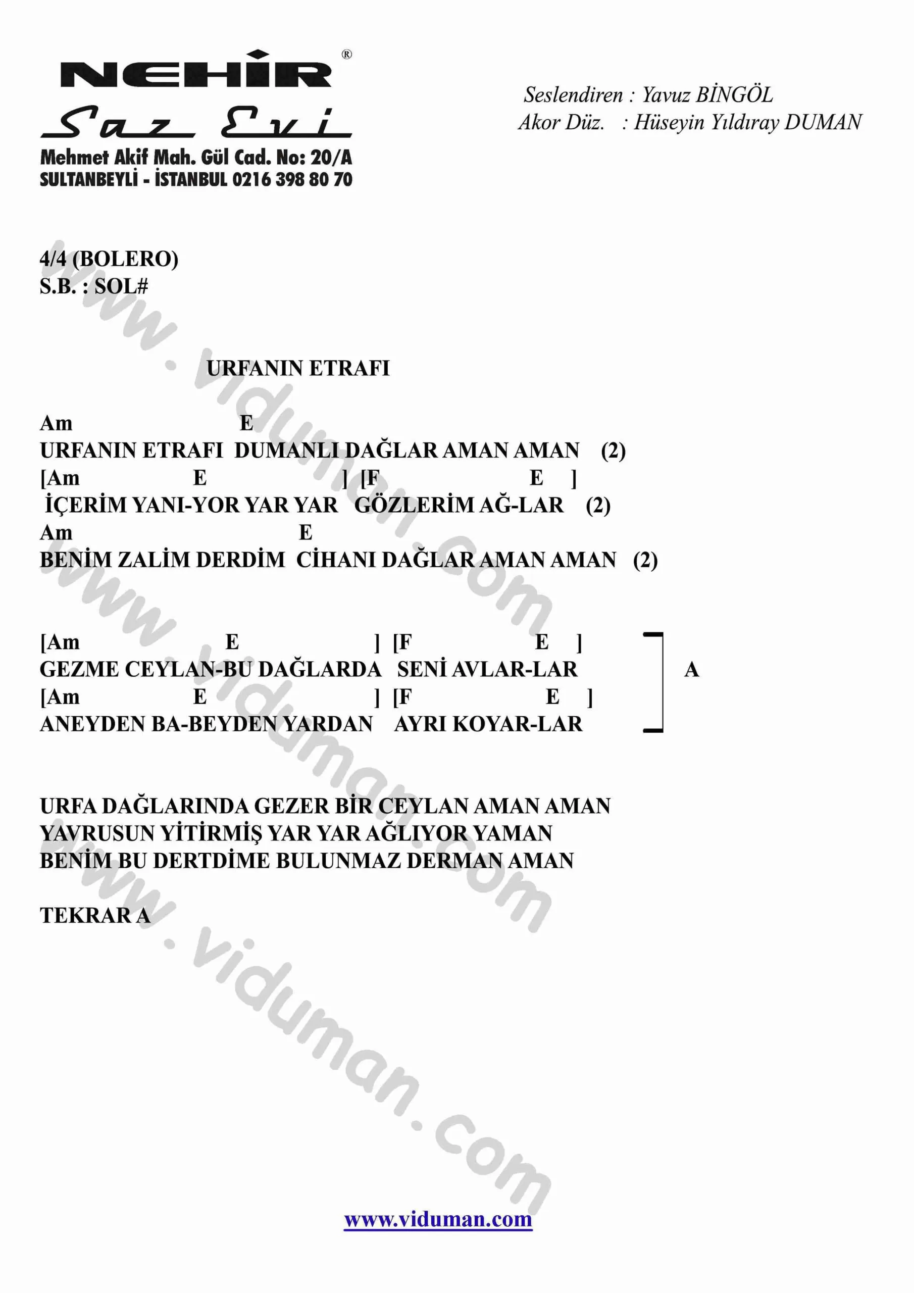 Urfanin Etrafi-Gitar-Ritim-Akorlari