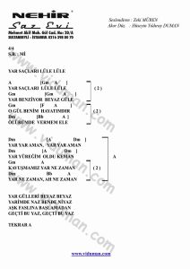 Yar Saclari Lule Lule-Gitar-Ritim-Akorlari