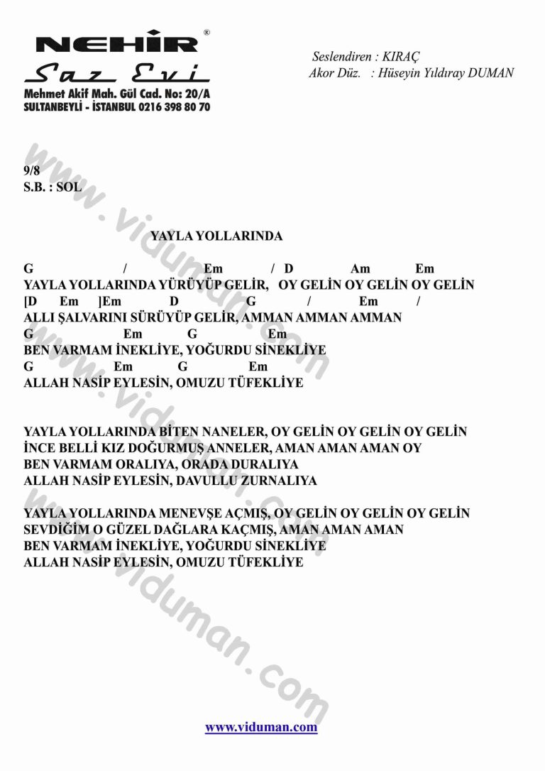 Yayla Yollarinda-Gitar-Ritim-Akorlari