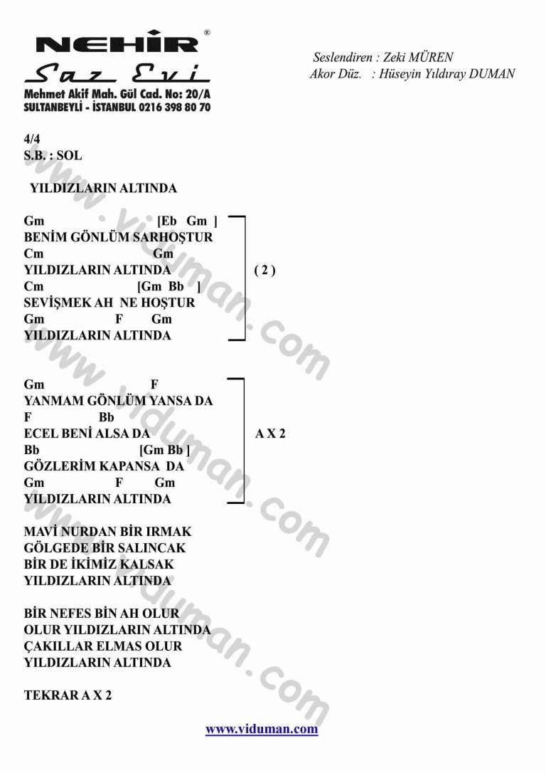 Yildizlarin Altinda-Gitar-Ritim-Akorlari