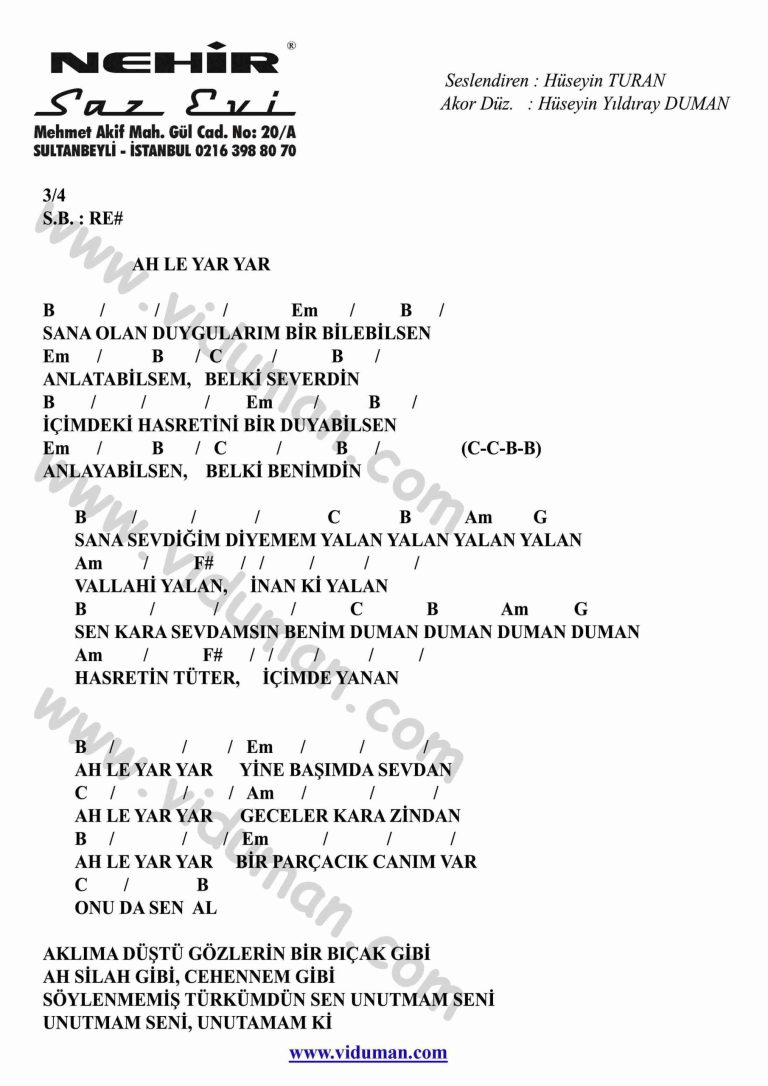 Ah Le Yar Yar-Gitar-Ritim-Akorlari