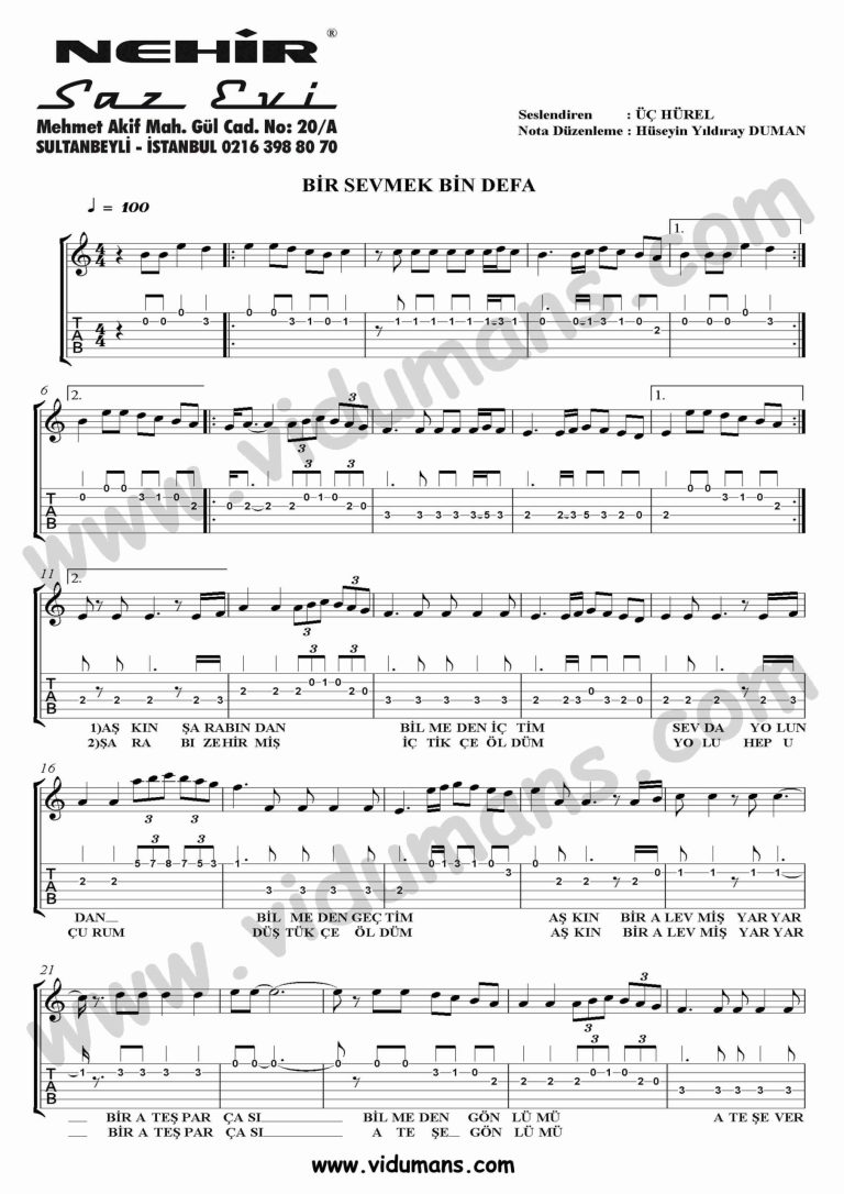 Bir Sevmek Bin Defa_1-Gitar-Tab-Solo-Notalari