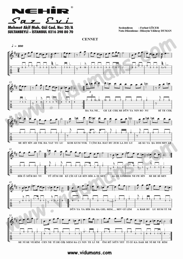 Cennet-Gitar-Tab-Solo-Notalari