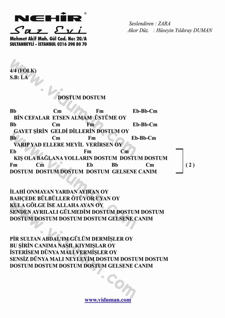 Dostum Dostum-Gitar-Ritim-Akorlari