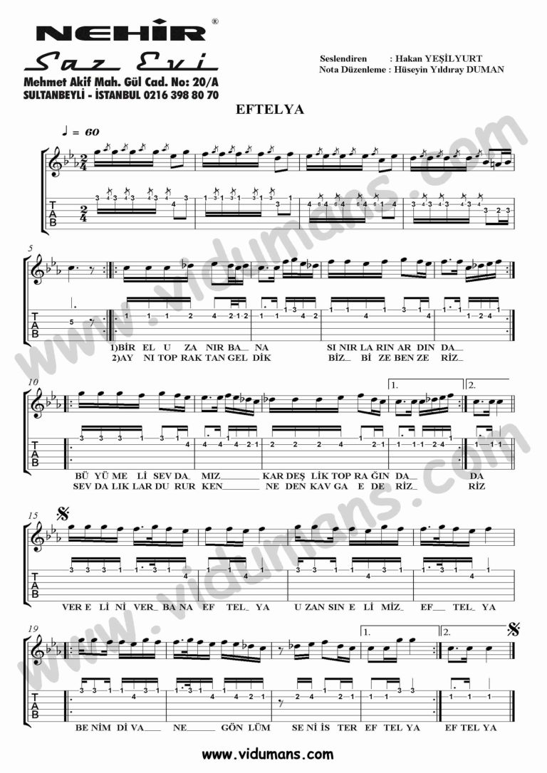 Eftelya-Gitar-Tab-Solo-Notalari