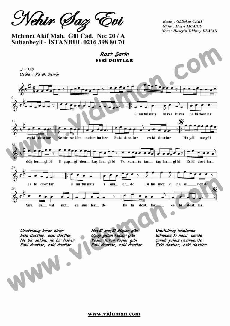 Eski Dostlar-Keman-Notalari