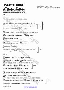 Gaybana Geceler-Gitar-Ritim-Akorlari