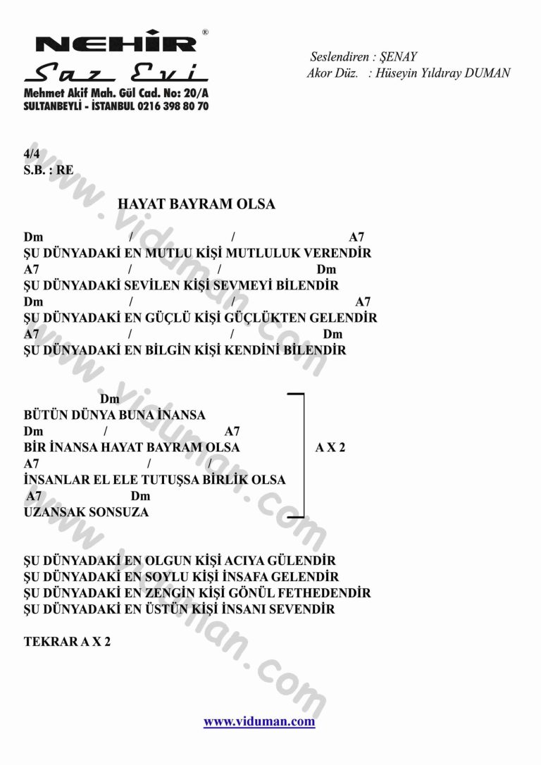 Hayat Bayram Olsa-Gitar-Ritim-Akorlari