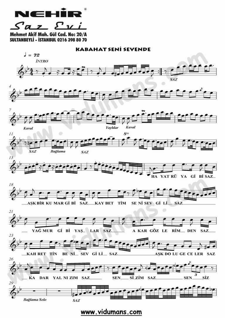 Kabahat Seni Sevende-SOL_1-Orhan-Gencebay-Saz-Notalari