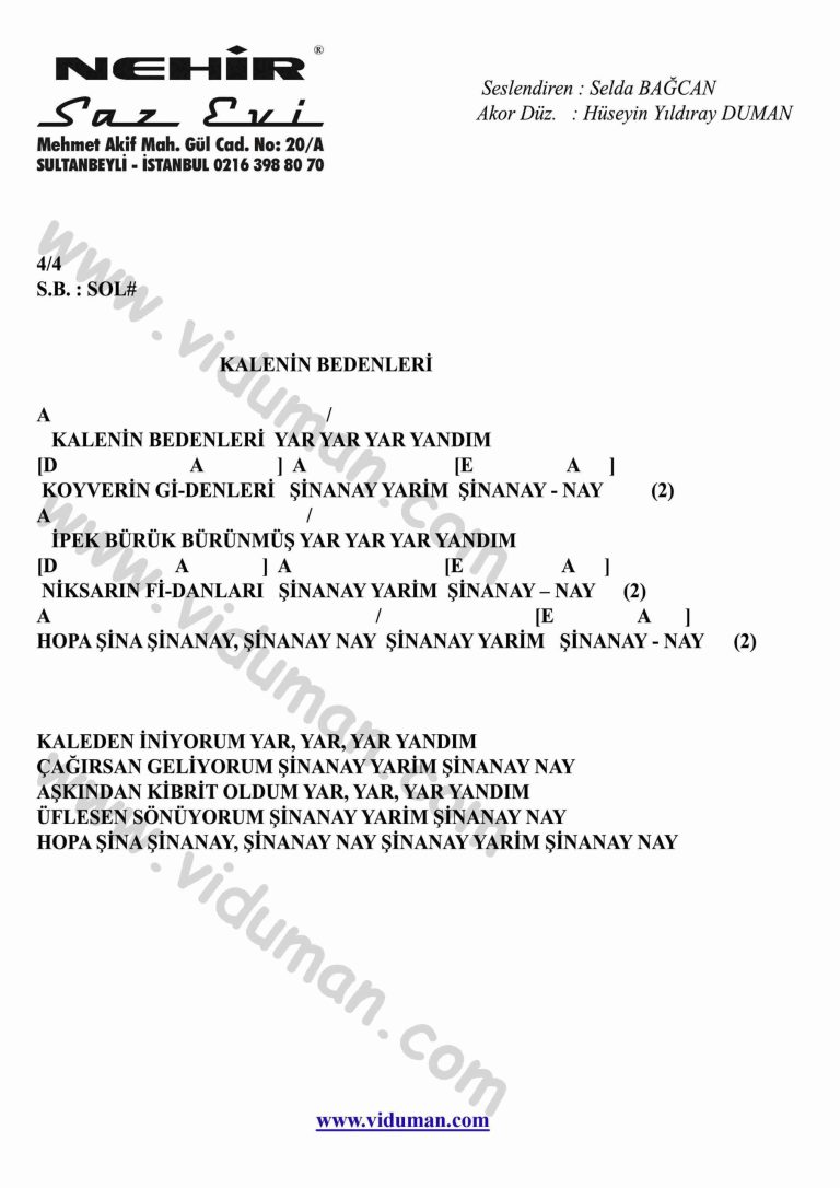 Kalenin Bedenleri-Gitar-Ritim-Akorlari