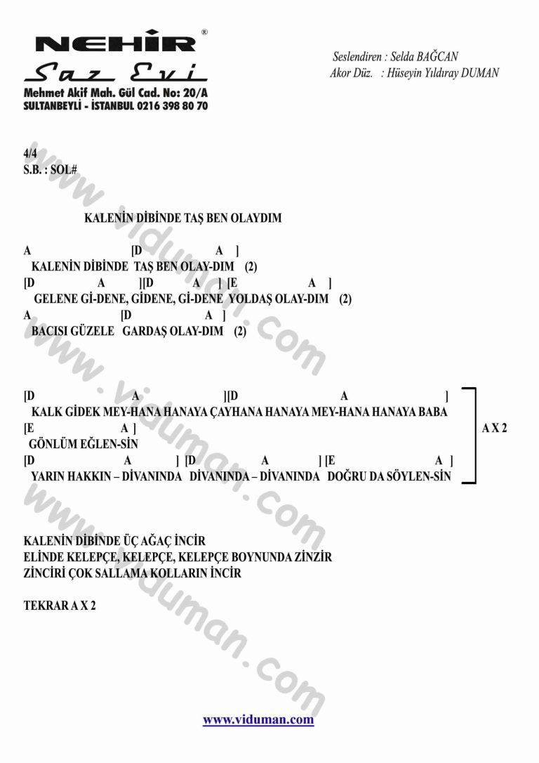 Kalenin Dibinde-Gitar-Ritim-Akorlari