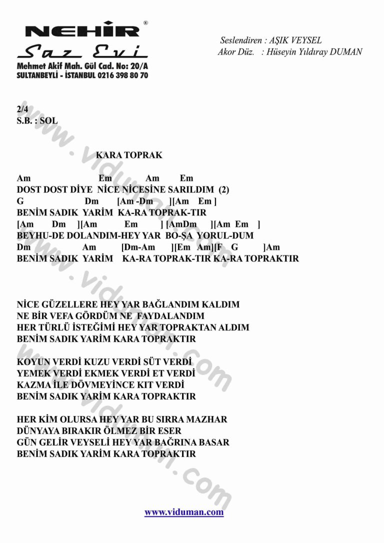 Kara Toprak-Gitar-Ritim-Akorlari