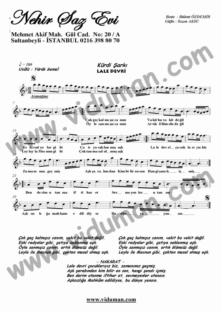 Lale Devri-Keman-Notalari