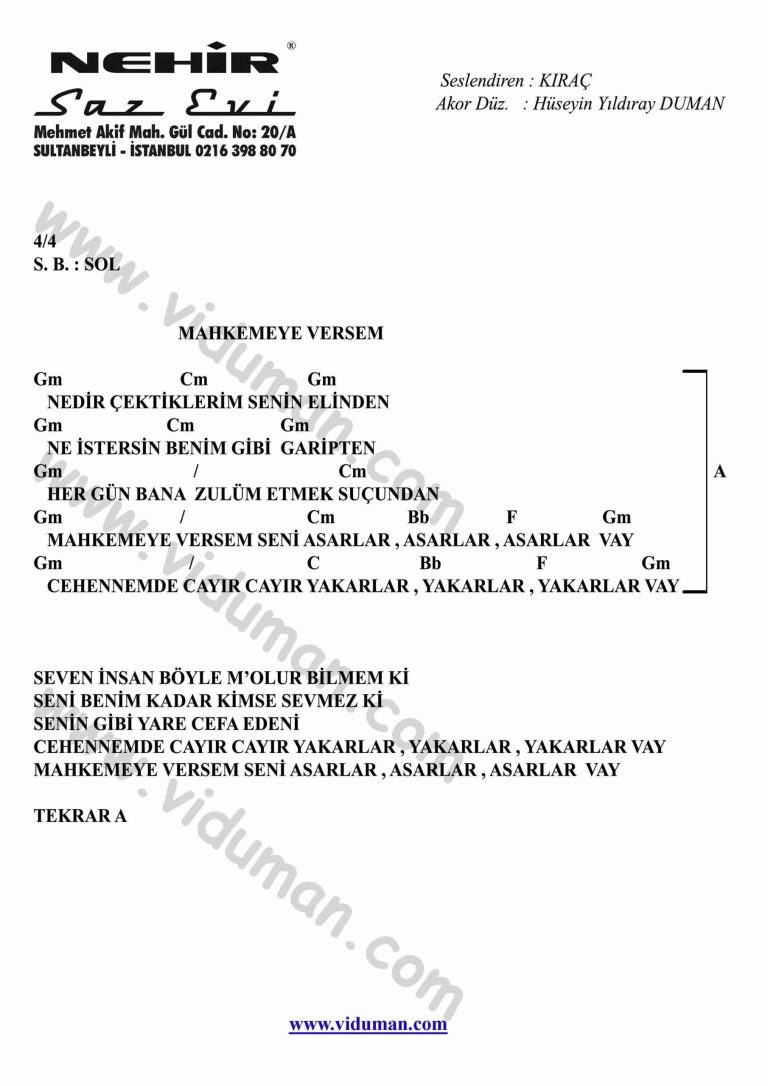 Mahkemeye Versem-Gitar-Ritim-Akorlari