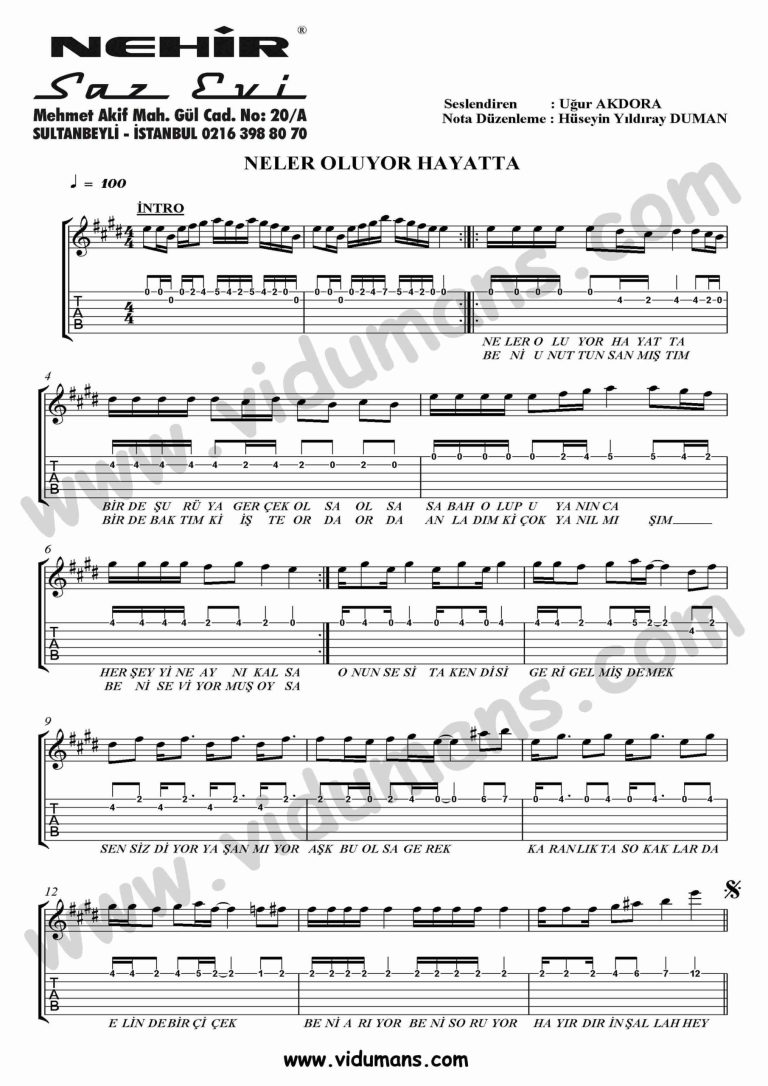 Neler Oluyor Hayatta_1-Gitar-Tab-Solo-Notalari