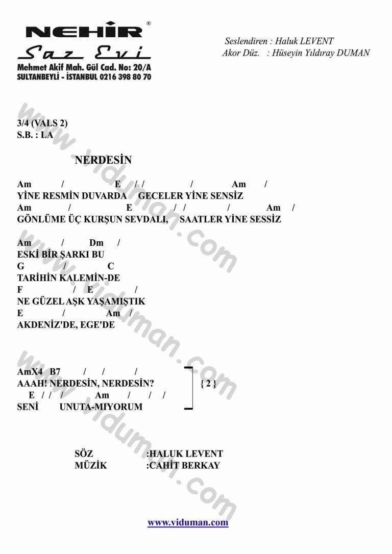 Nerdesin-Gitar-Ritim-Akorlari