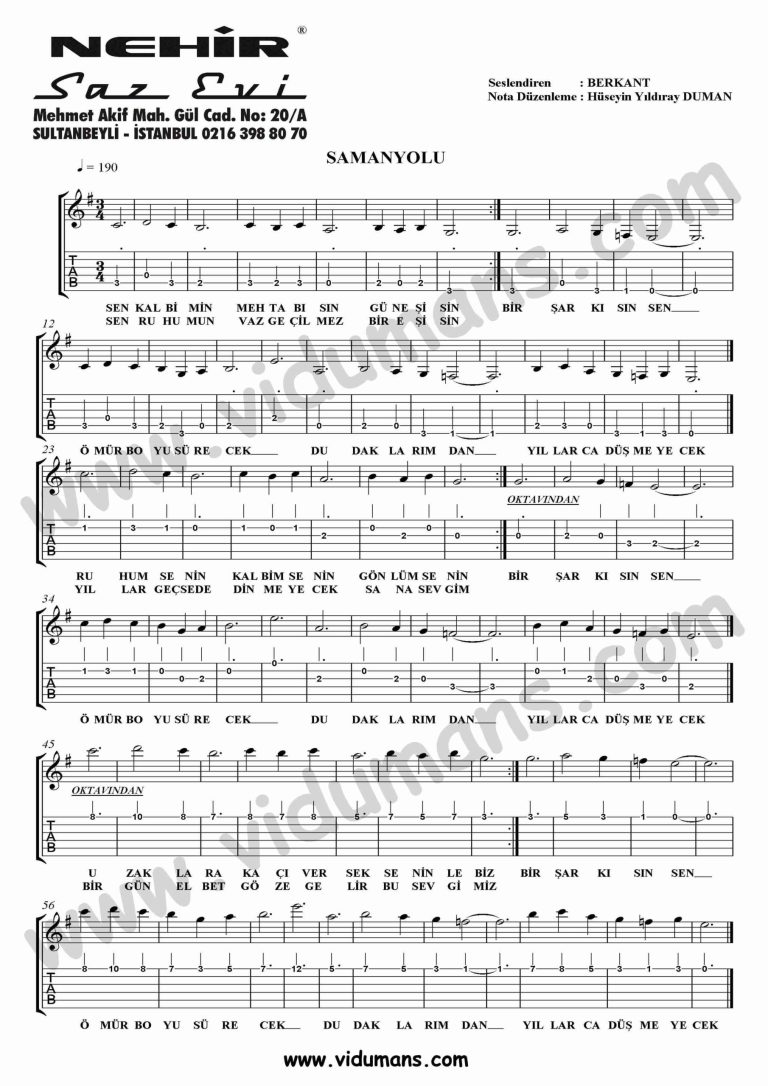 Samanyolu-Gitar-Tab-Solo-Notalari