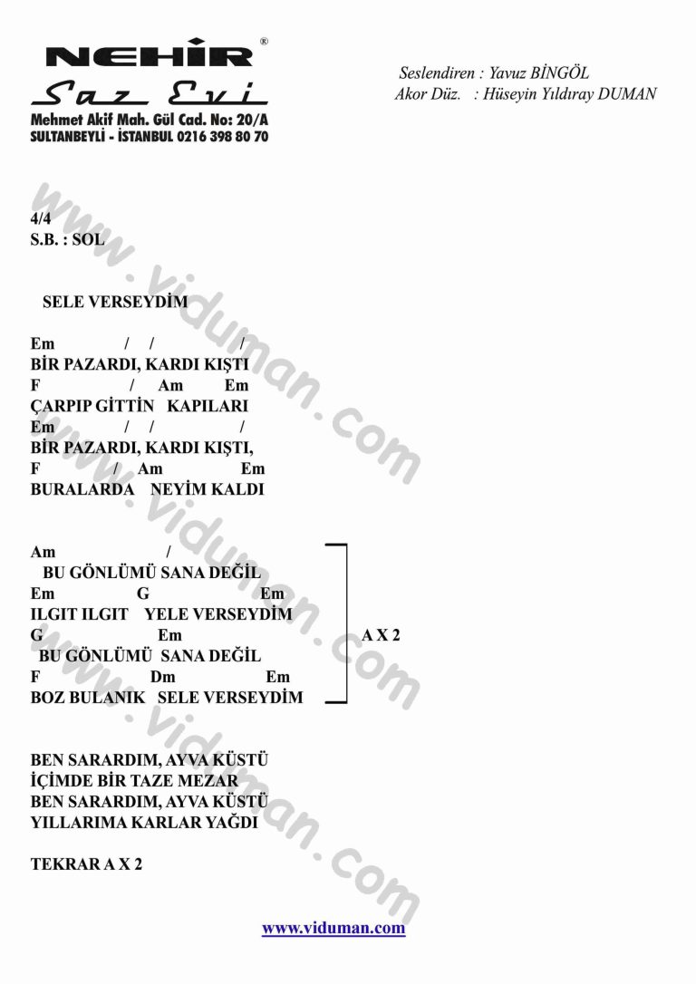 Sele Verseydim-Gitar-Ritim-Akorlari