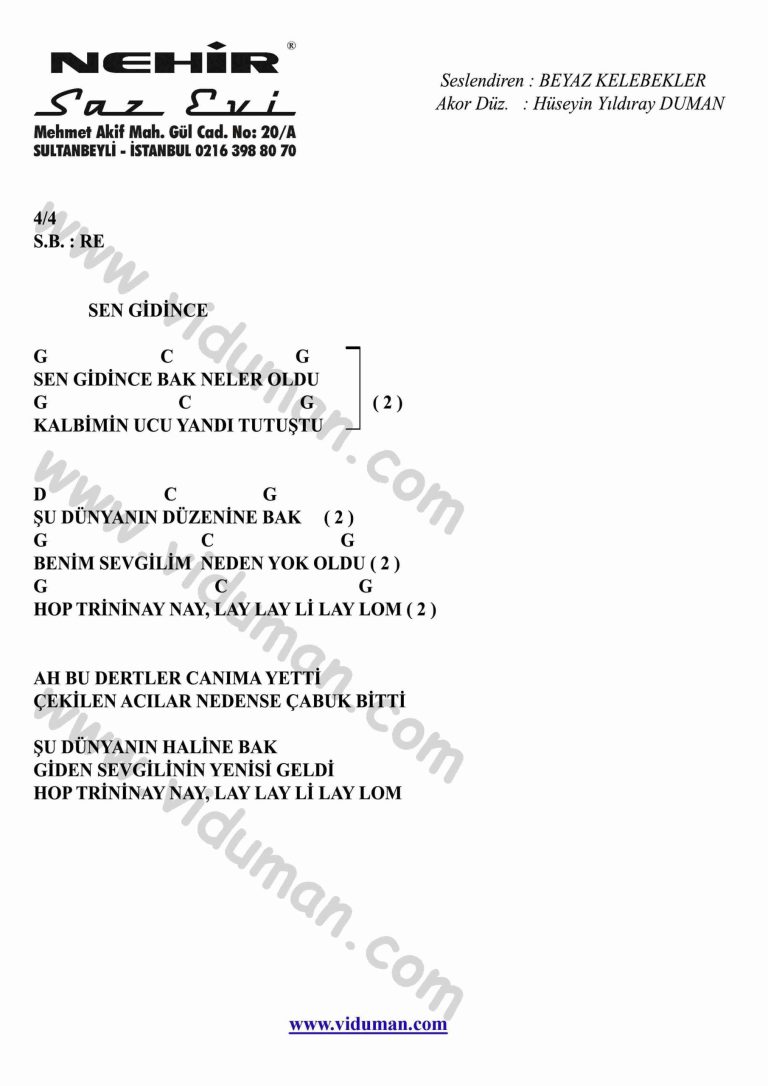 Sen Gidince-Gitar-Ritim-Akorlari