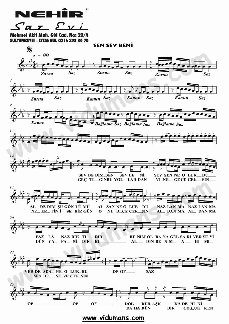 Sen Sev Beni-SOL_1-Orhan-Gencebay-Saz-Notalari