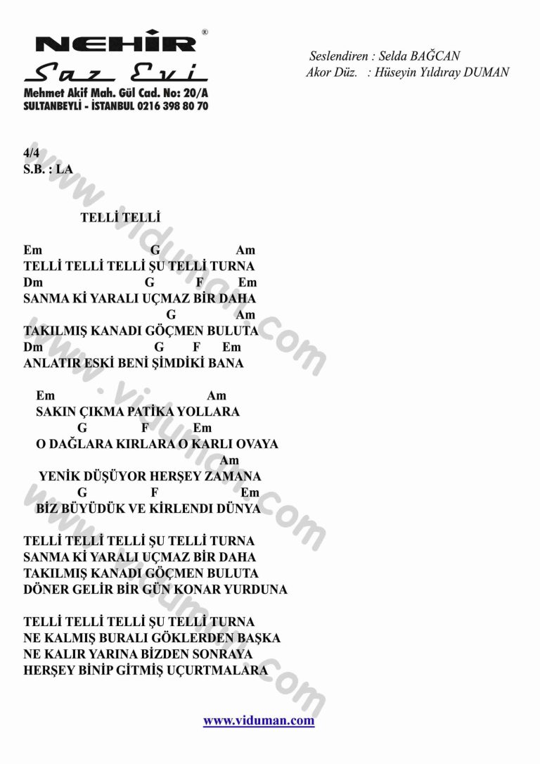 Telli Telli-Gitar-Ritim-Akorlari