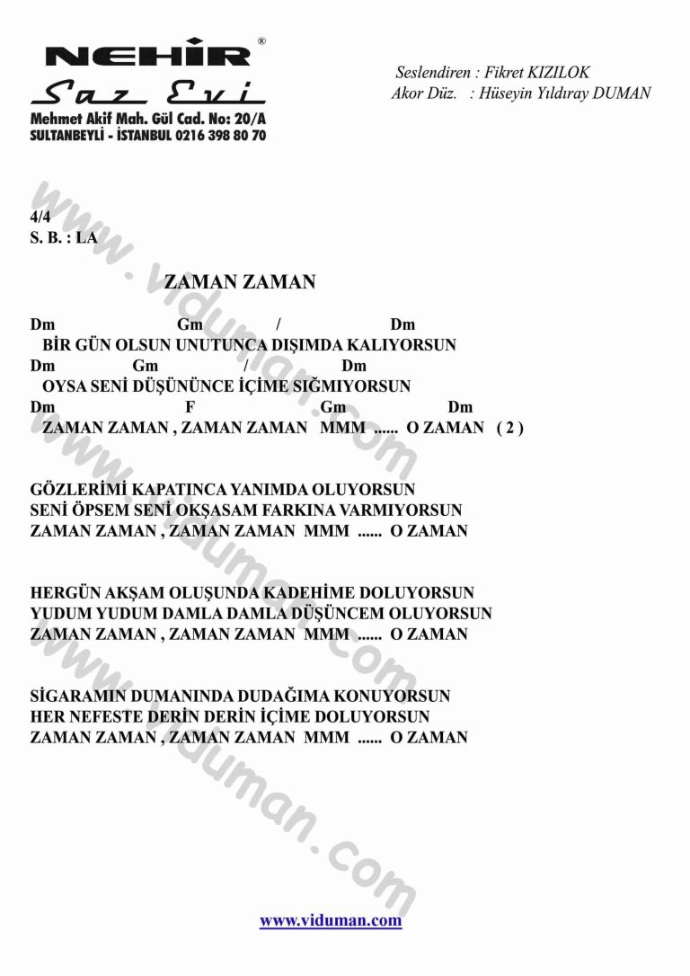 Zaman Zaman-Gitar-Ritim-Akorlari