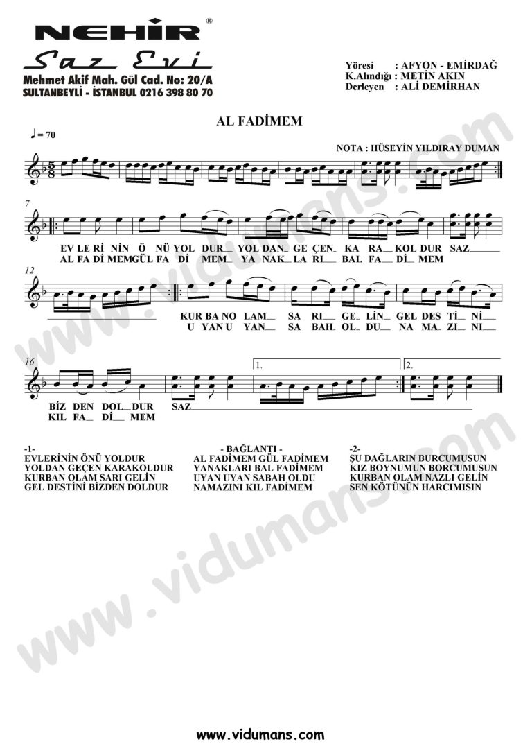 Al Fadimem-Baglama-Saz-Notalari