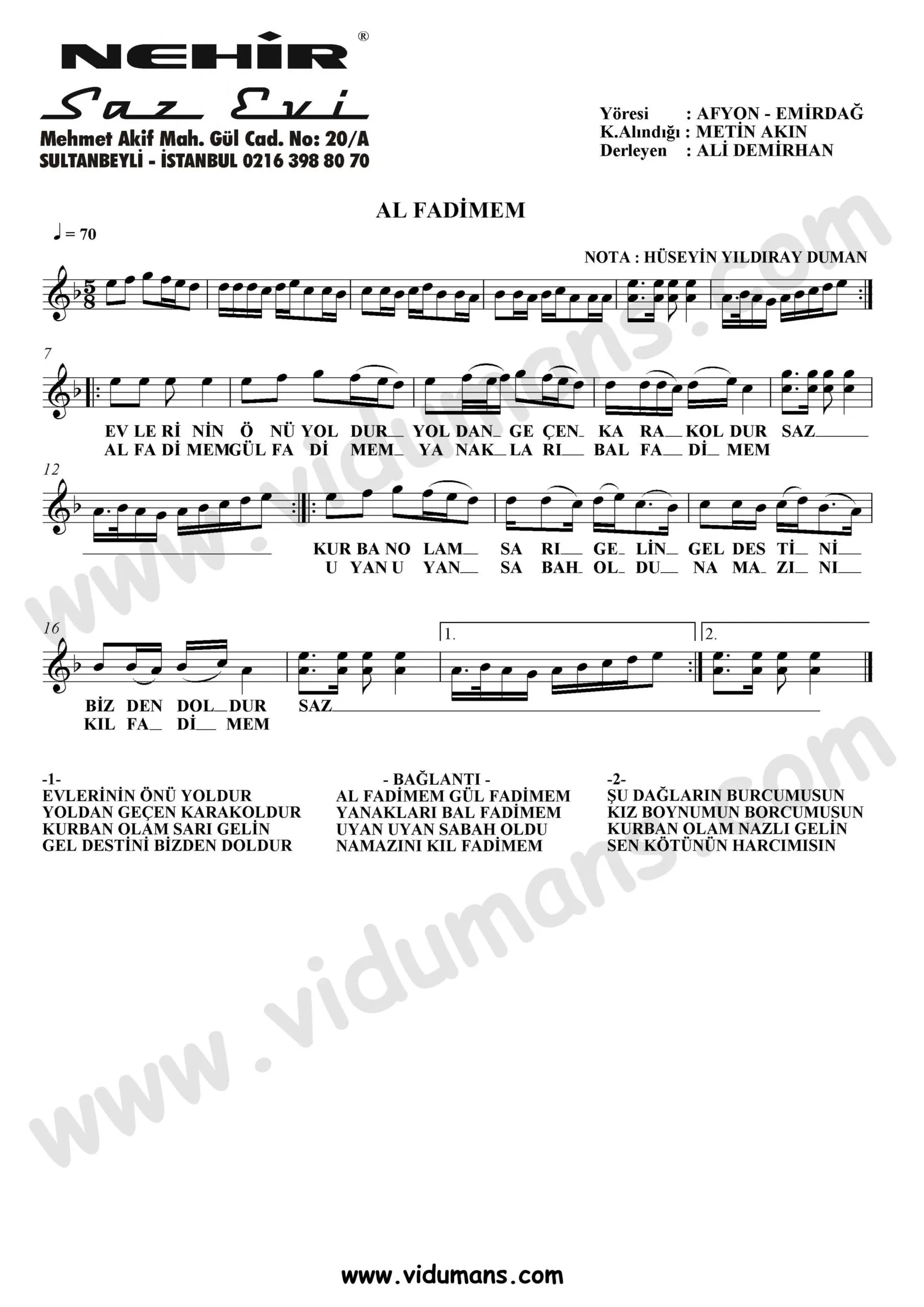 Al Fadimem-Baglama-Saz-Notalari