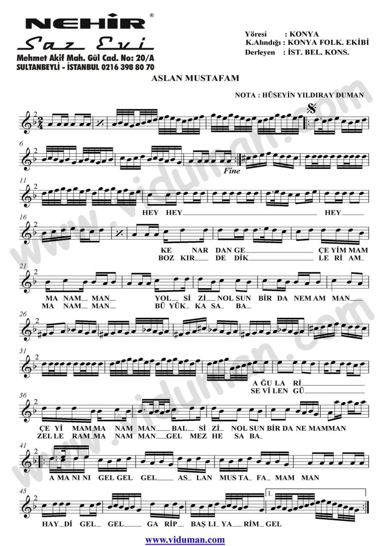 Aslan Mustafam La_1-Baglama-Saz-Notalari