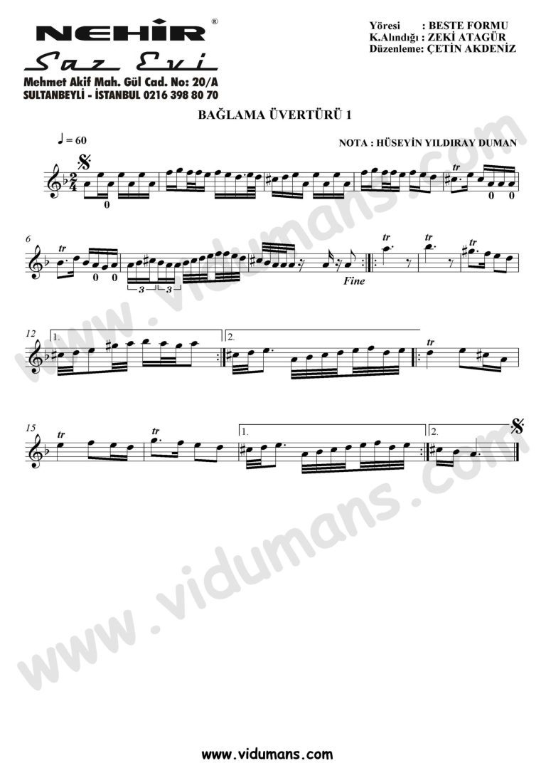 Baglama Uverturu 1-Baglama-Saz-Notalari