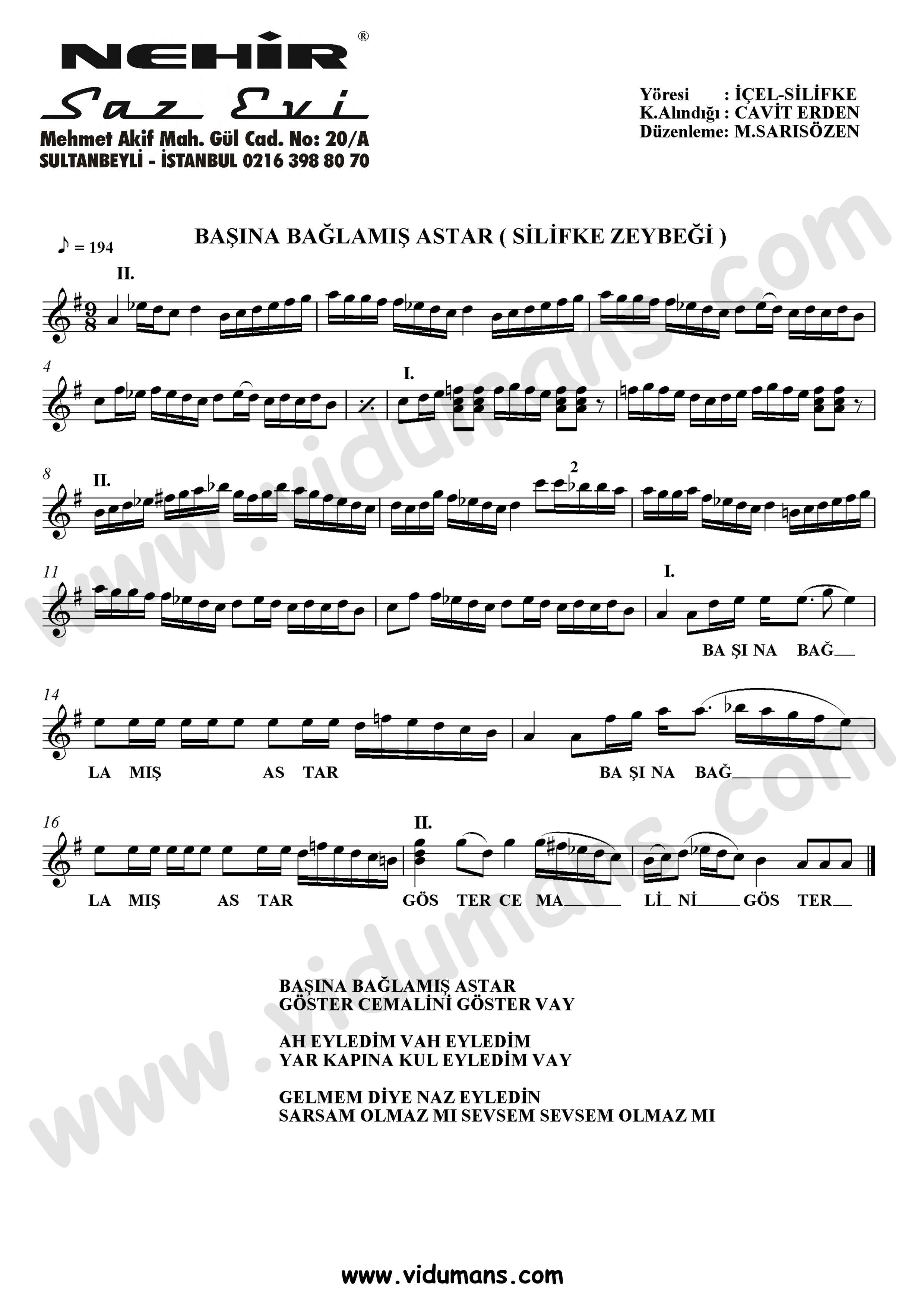 Basina Baglamis Astar Silifke Zeybegi