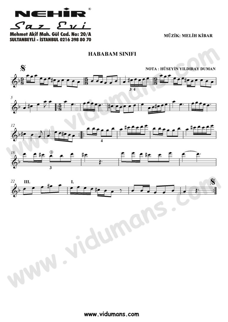 Hababam Sinifi-Baglama-Saz-Notalari