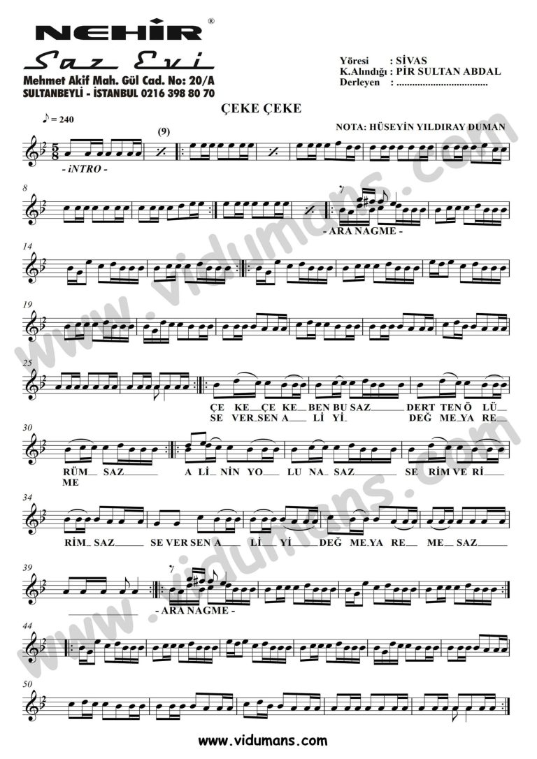 Ceke Ceke_1-Baglama-Saz-Notalari