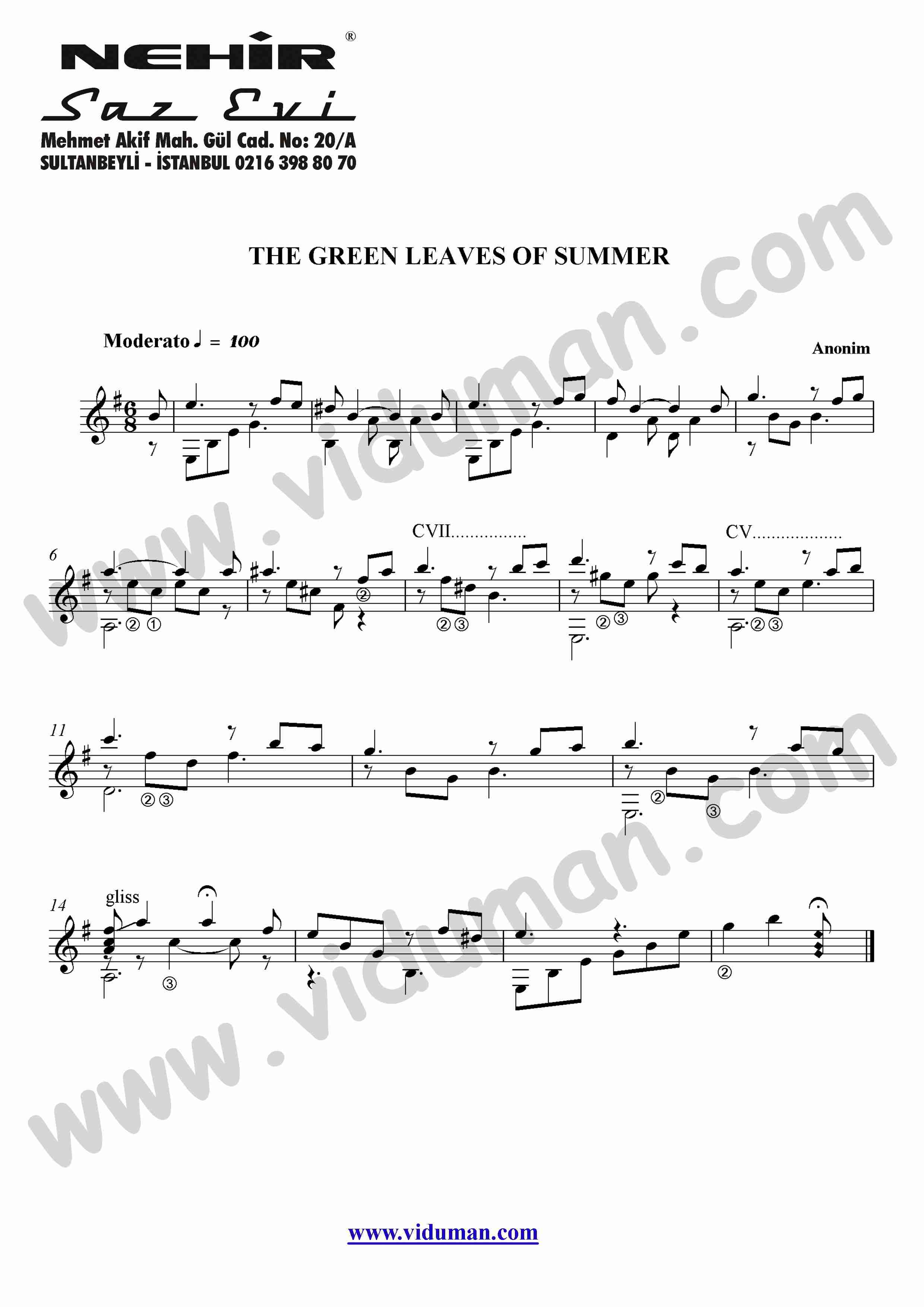 30- The Green Leaves Of Summer (Anonim)