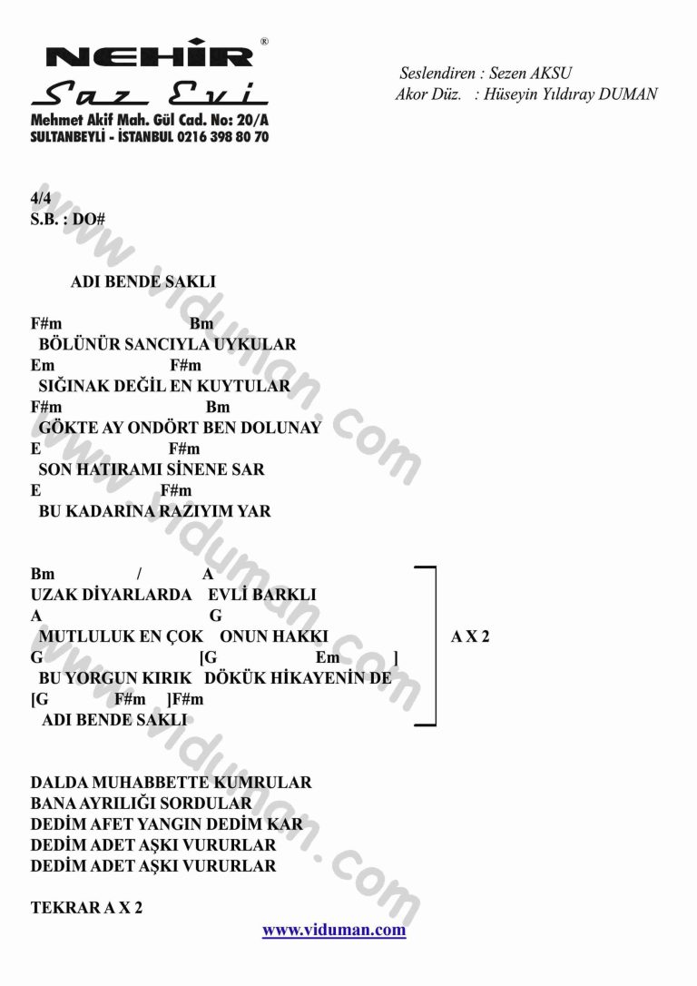 Adi Bende Sakli-Gitar-Ritim-Akorlari