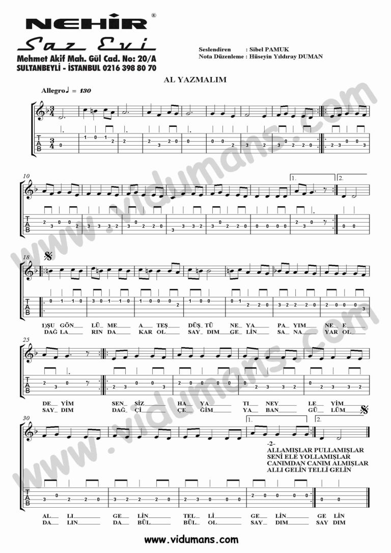 Al Yazmalim-Gitar-Solo-Tab-Notalari
