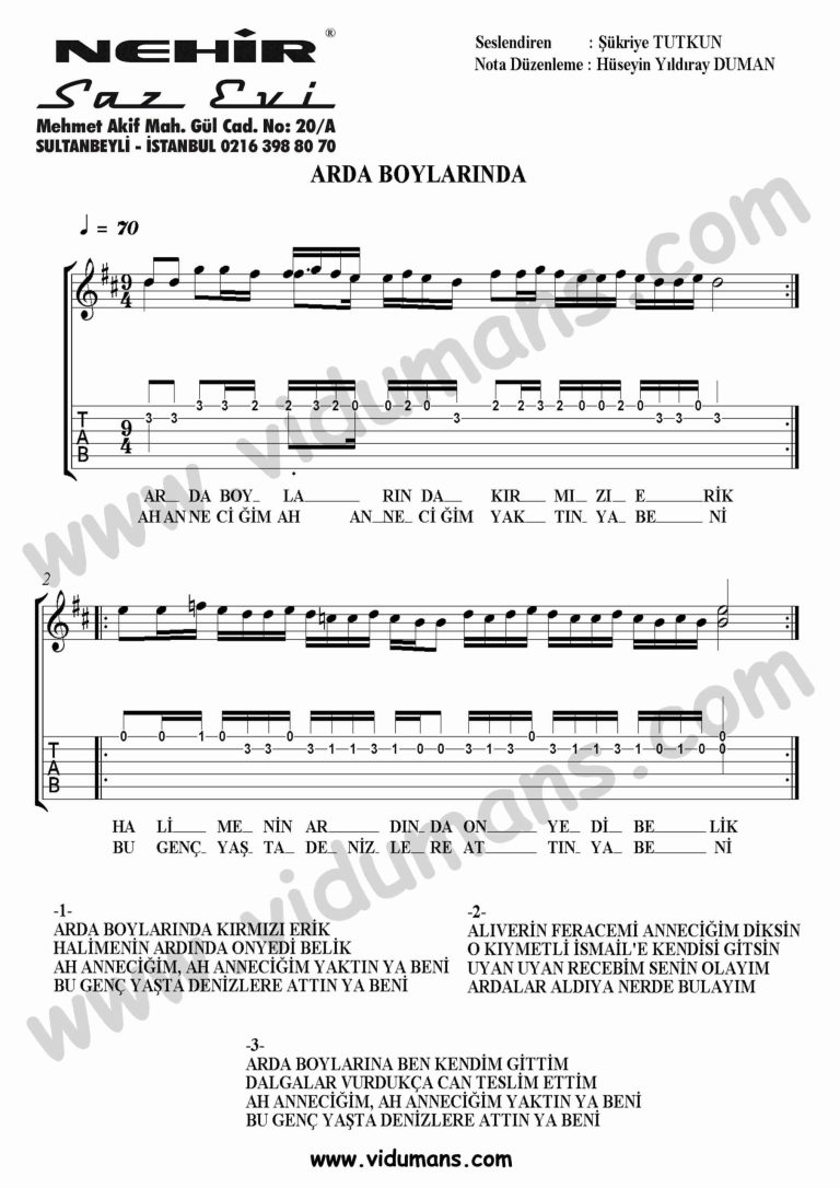 Arda Boylarinda-Gitar-Solo-Tab-Notalari