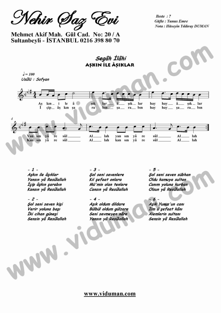 Askin Ile Asiklar-Ney-Ilahi-Notalari